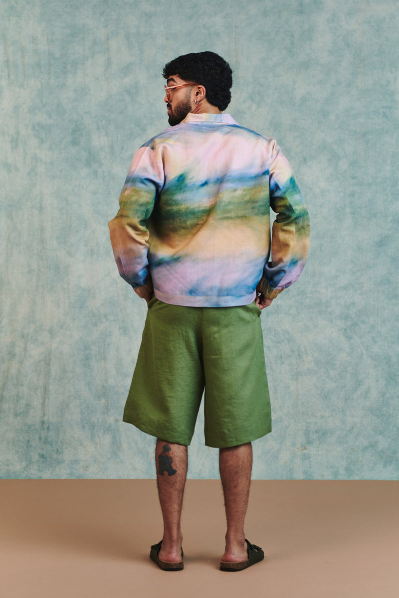 Prism Co-Linen Men's Flap Jacket cotton linen jacket by Saphed Men in ombre for men Worldwide