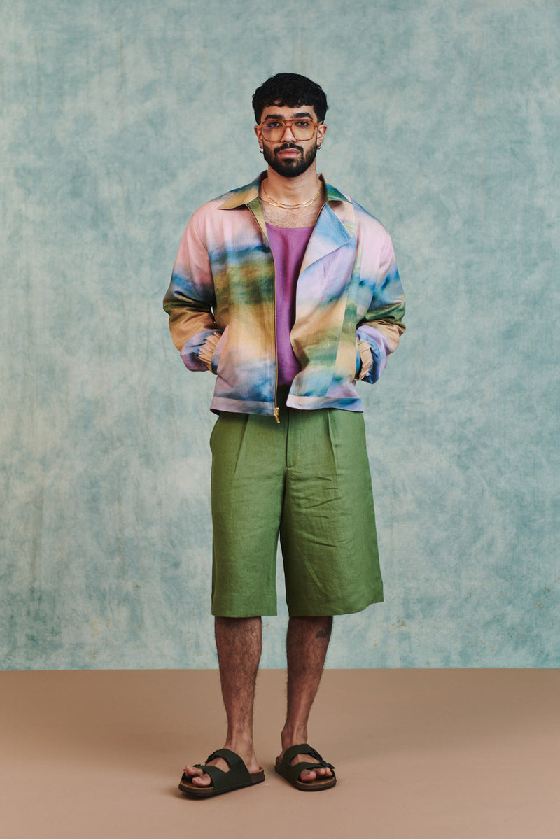 Prism Co-Linen Men's Flap Jacket cotton linen jacket by Saphed Men in ombre for men Worldwide