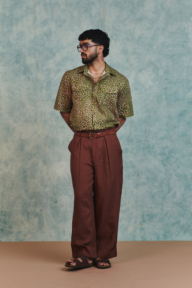Blot Co-Linen Men's Flap Pocket Shirt cotton linen shirt by Saphed Men in green for men Worldwide