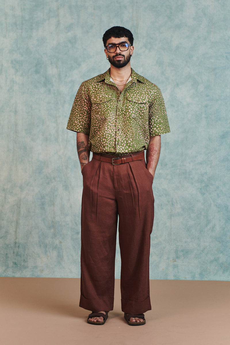 Blot Co-Linen Men's Flap Pocket Shirt cotton linen shirt by Saphed Men in green for men Worldwide