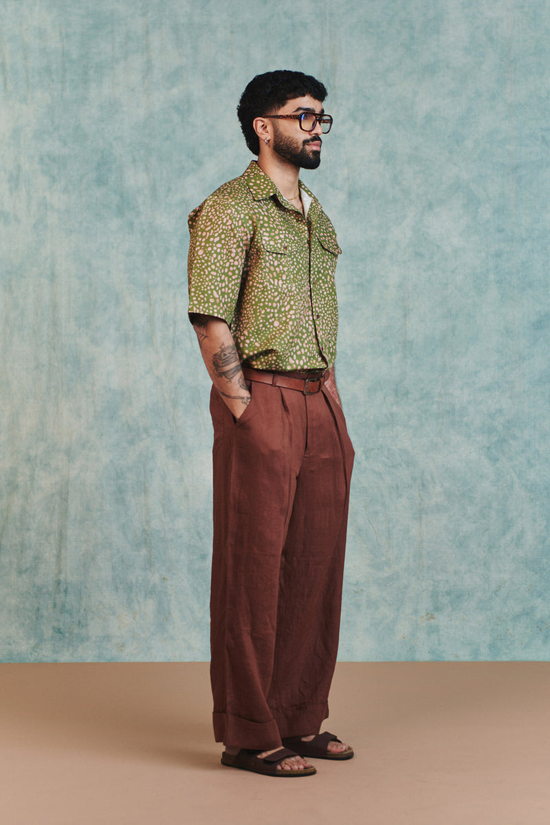 Blot Co-Linen Men's Flap Pocket Shirt cotton linen shirt by Saphed Men in green for men Worldwide