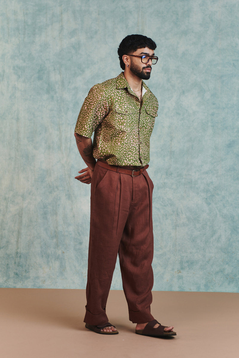 Blot Co-Linen Men's Flap Pocket Shirt cotton linen shirt by Saphed Men in green for men Worldwide