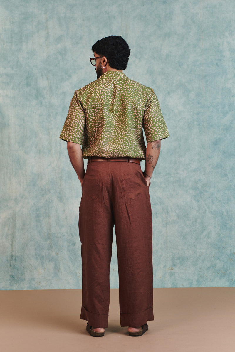 Chocolate Linen Men's Baggy Pants linen pant/trouser by Saphed Men in brown for men Worldwide