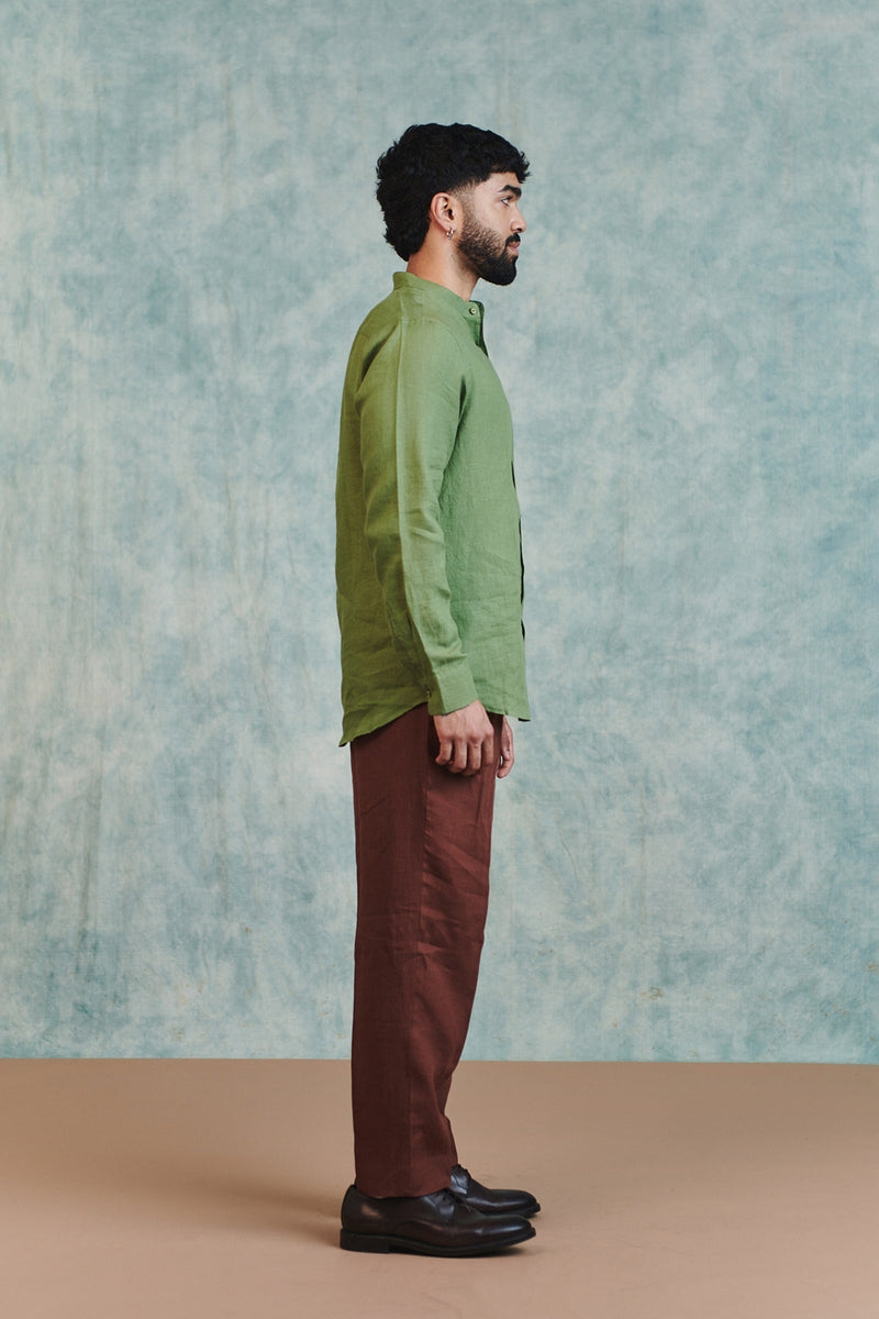 Chocolate Linen Men's Pleated Tapered Pants linen pant/trouser by Saphed Men in brown for men Worldwide