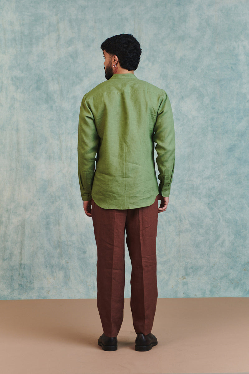 Chocolate Linen Men's Pleated Tapered Pants linen pant/trouser by Saphed Men in brown for men Worldwide
