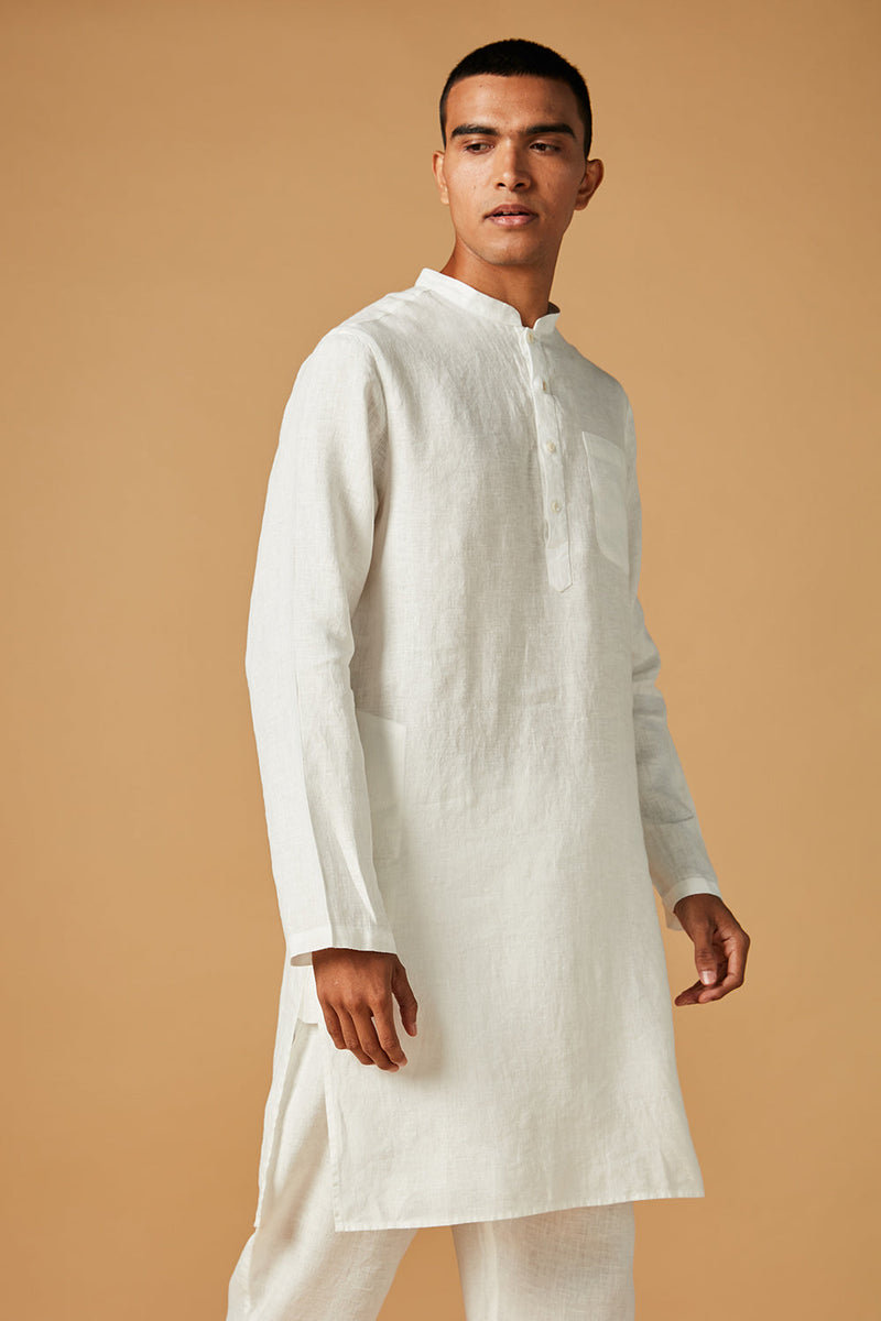 Taj Linen Kurta Set by Saphed Men for men Worldwide