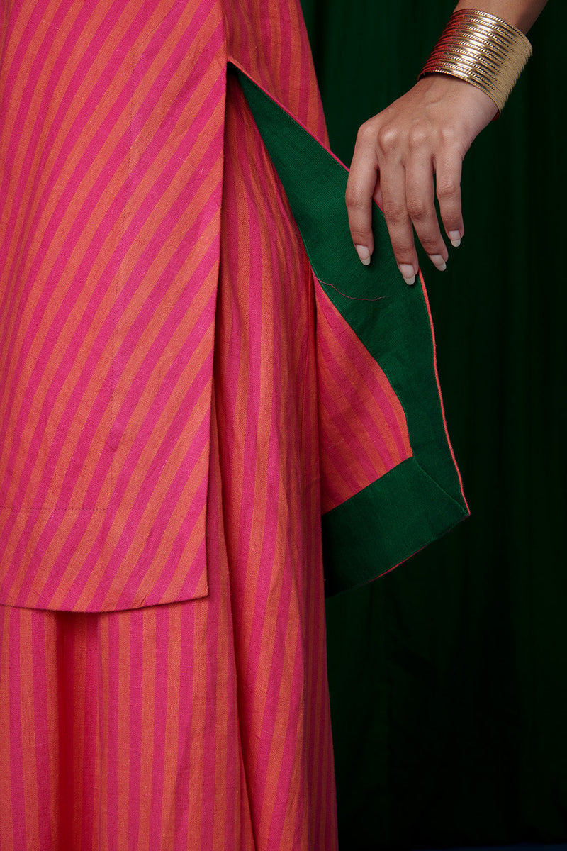 Coral Linen Sharara Set linen by Saphed for women Worldwide