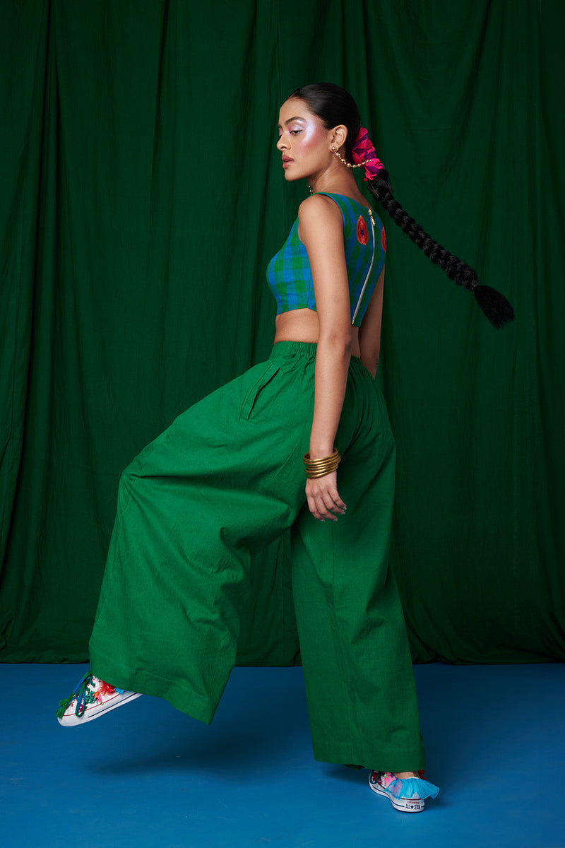 Linen Forest Bustier Top and Panna Wrap Pants linen by Saphed for women Worldwide