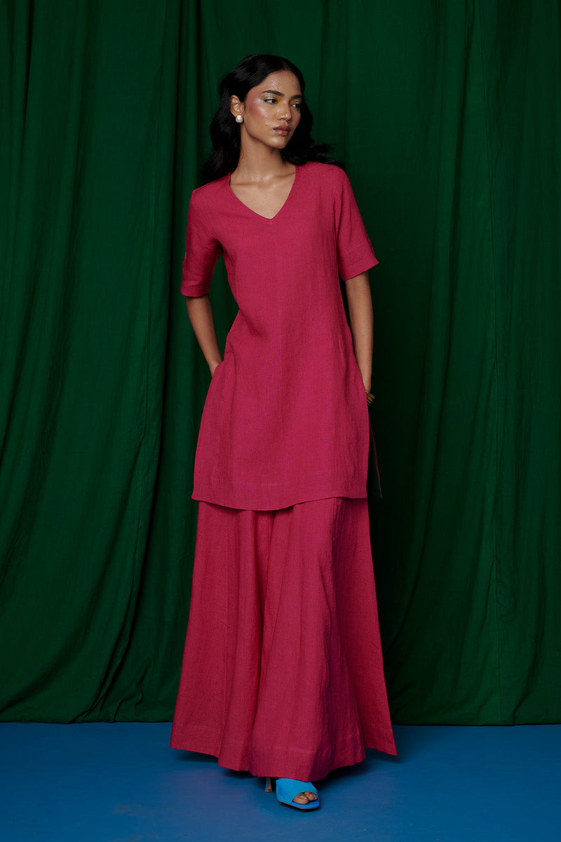 Rani Linen Sharara Set linen by Saphed for women Worldwide