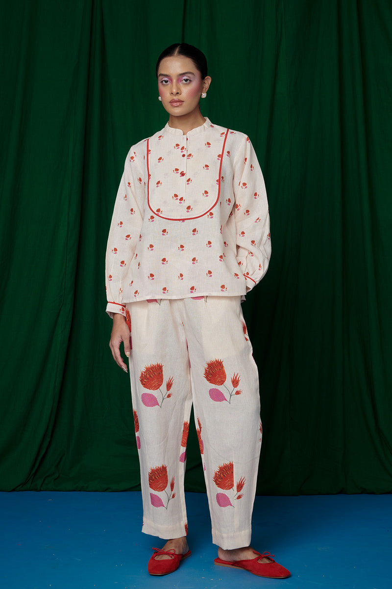 Wildflower Linen Jacket & Lounge Pants linen by Saphed for women Worldwide