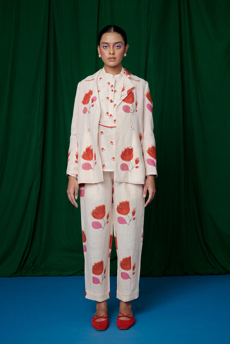 Wildflower Linen Yoke Shirt linen by Saphed for women Worldwide