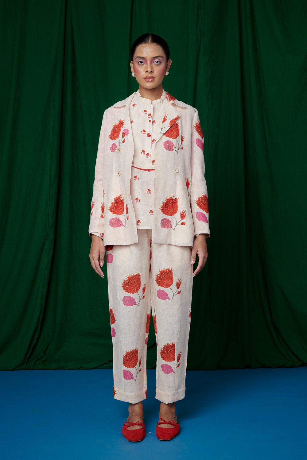 Wildflower Linen Jacket & Lounge Pants