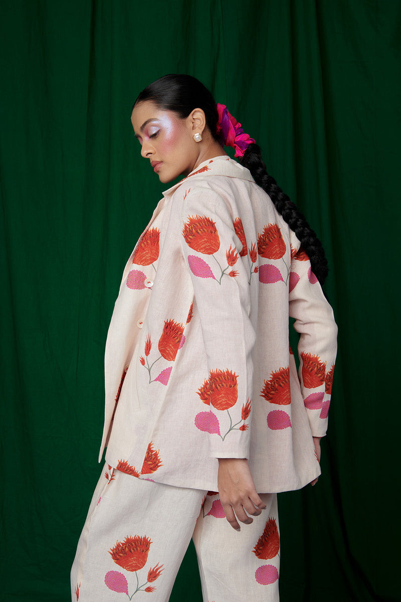 Wildflower Linen Jacket & Lounge Pants linen by Saphed for women Worldwide