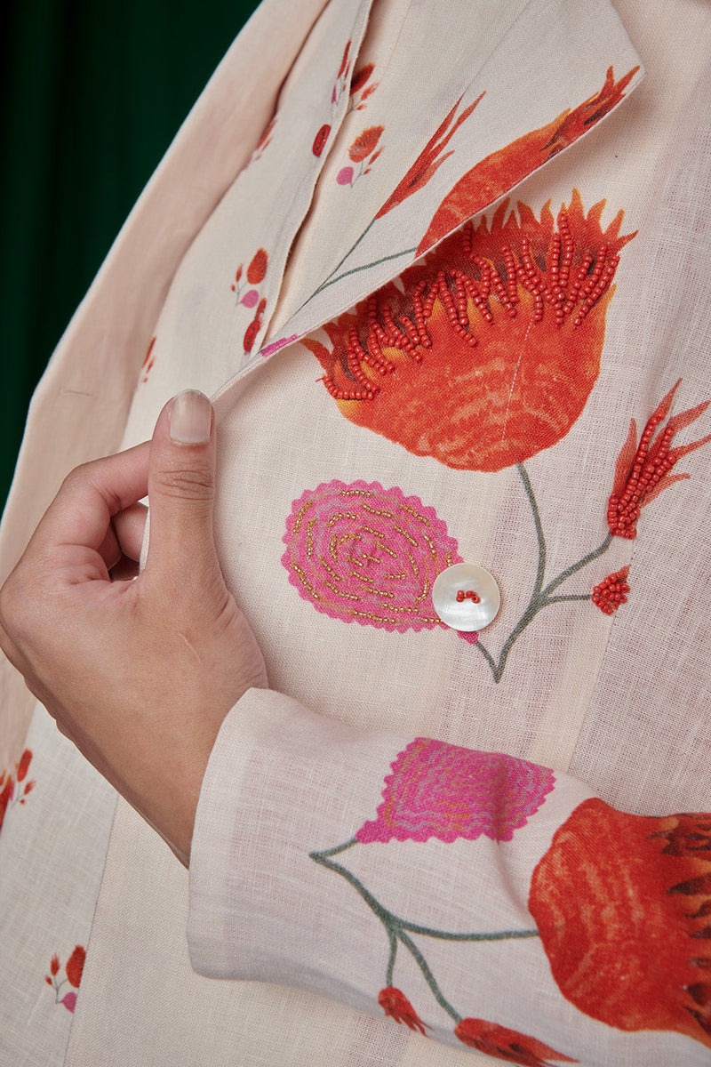 Wildflower Linen Jacket & Lounge Pants linen by Saphed for women Worldwide