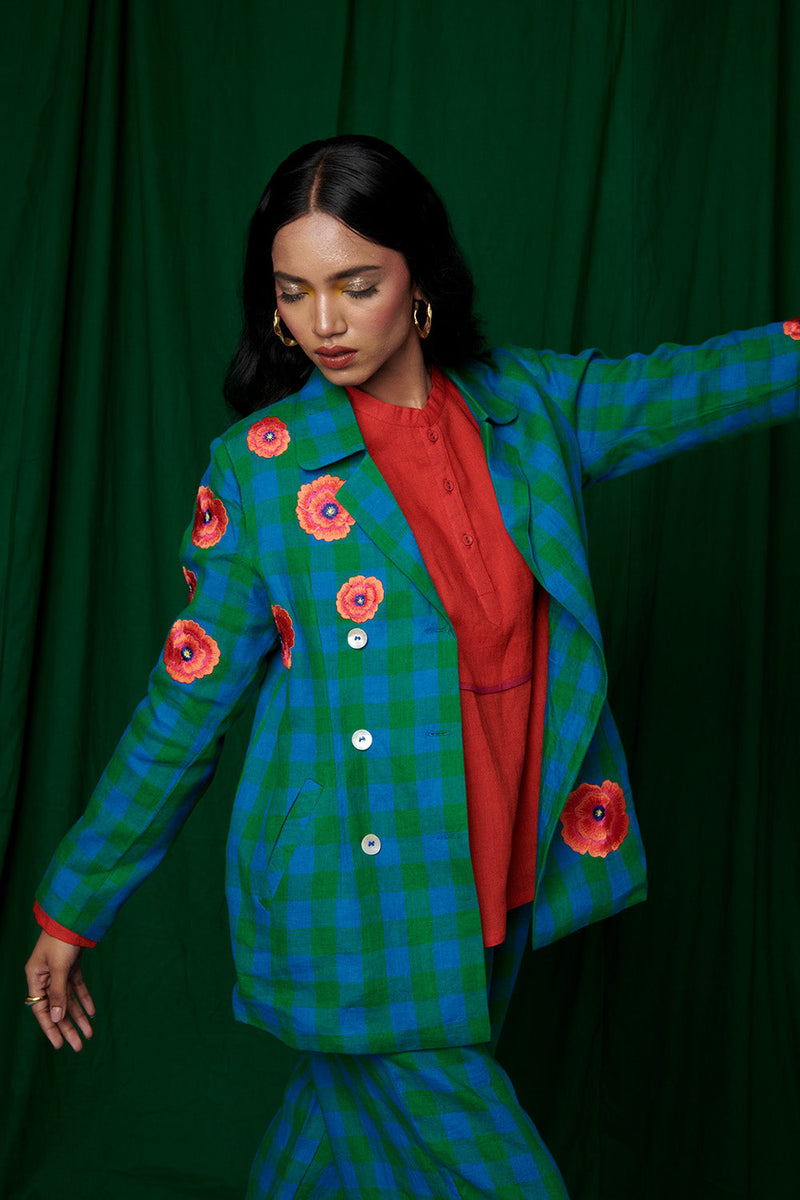 Forest Linen Jacket linen by Saphed for women Worldwide