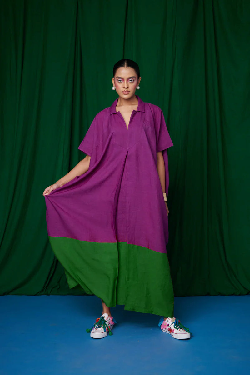Violet Linen Kaftan Dress linen by Saphed for women Worldwide