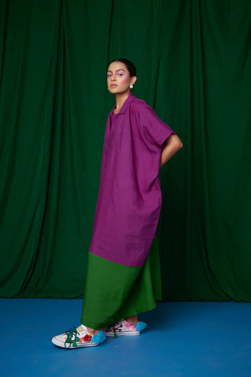 Violet Linen Kaftan Dress linen by Saphed for women Worldwide