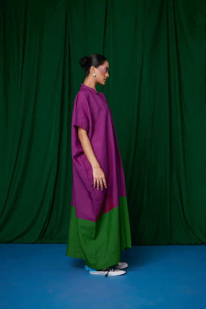 Violet Linen Kaftan Dress linen by Saphed for women Worldwide