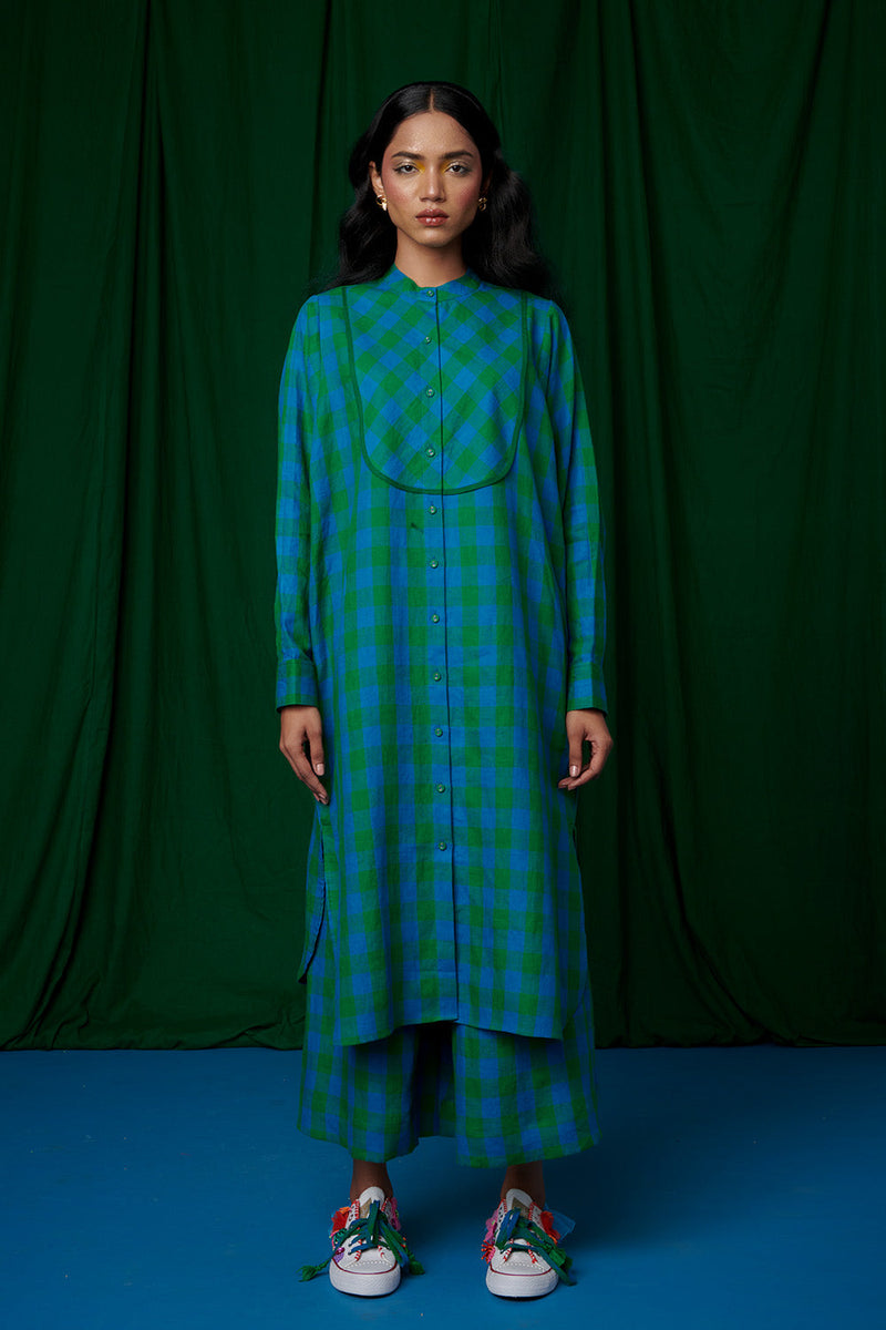 Forest Linen Shirt Dress & Culotte Pants linen by Saphed for women Worldwide