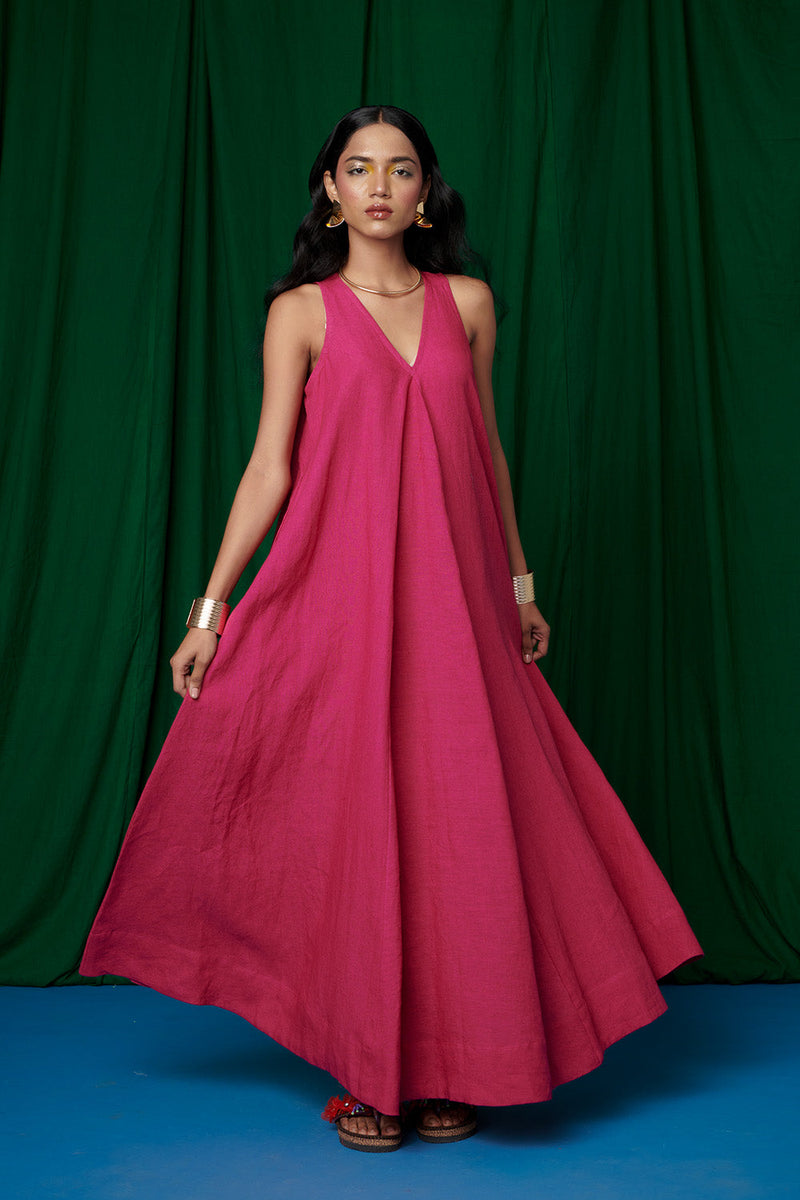 Rani Linen Flared Dress linen by Saphed for women Worldwide