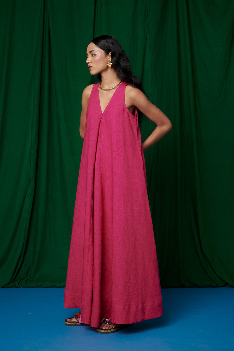Rani Linen Flared Dress linen by Saphed for women Worldwide