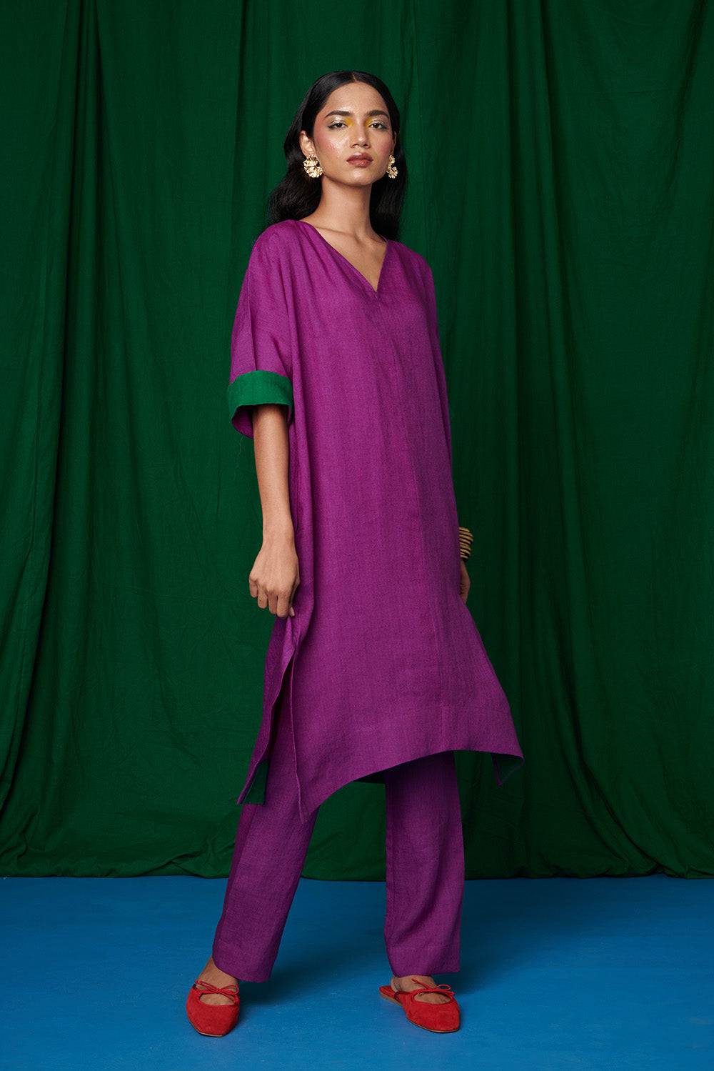 Violet Linen Dolman Kurta Set