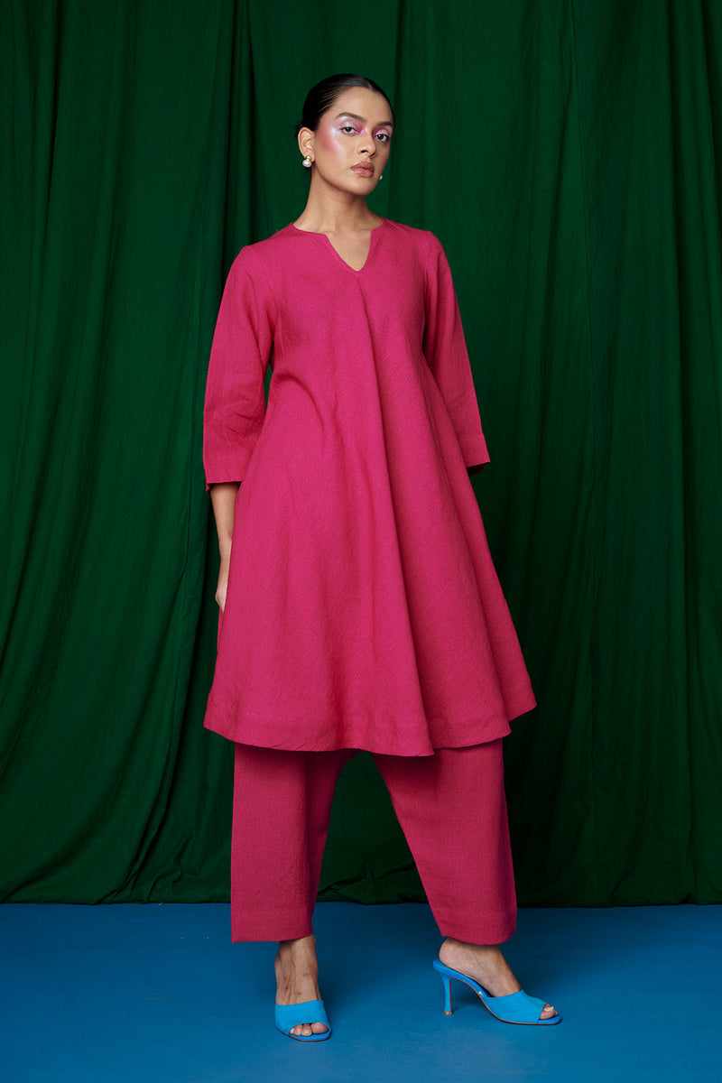 Rani Linen Pheran Kurta Set linen by Saphed for women Worldwide