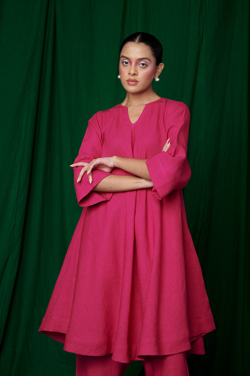 Rani Linen Pheran Kurta Set linen by Saphed for women Worldwide
