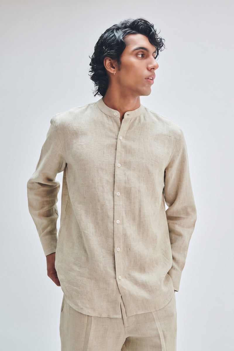 Undyed Linen Men’s Straight Pleated Pants linen pant/trouser by Saphed Men in off-white for men Worldwide