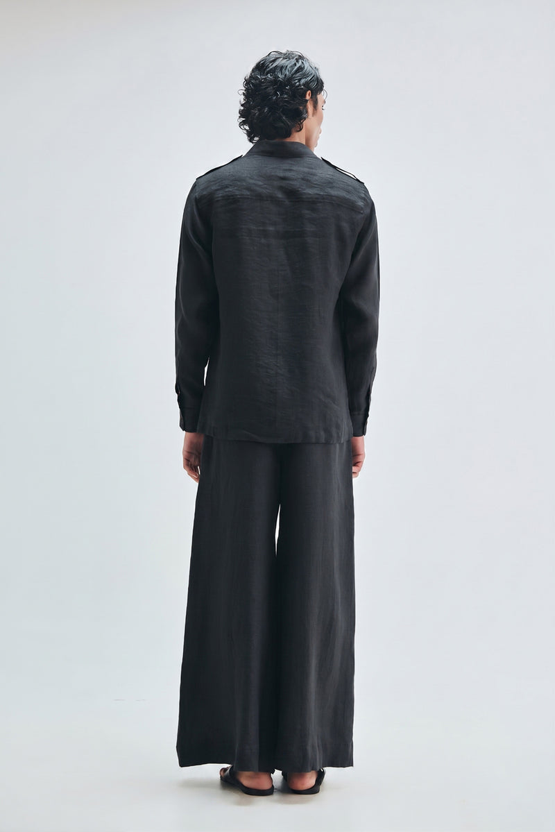 Kohl Co-Linen Men’s Safari Overshirt cotton linen overshirts by Saphed Men in black for men Worldwide