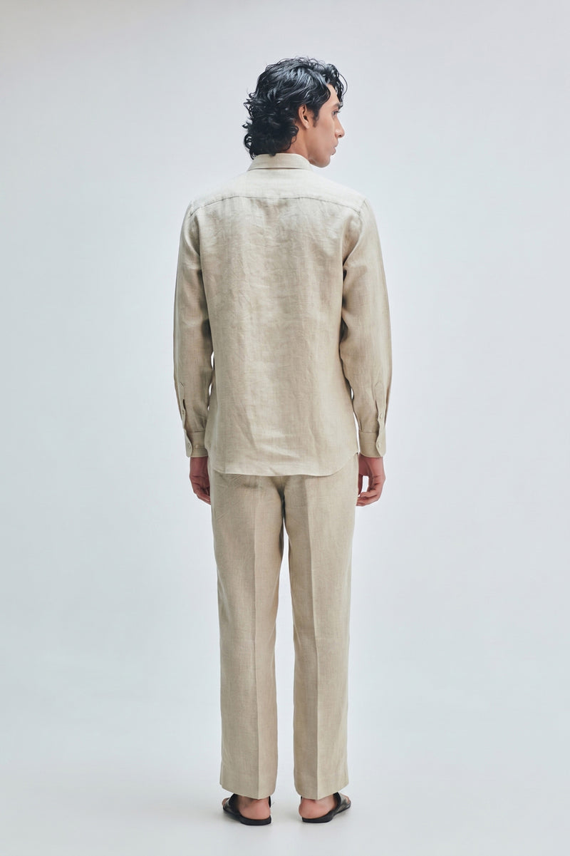 Undyed Linen Men’s Straight Pleated Pants linen pant/trouser by Saphed Men in off-white for men Worldwide
