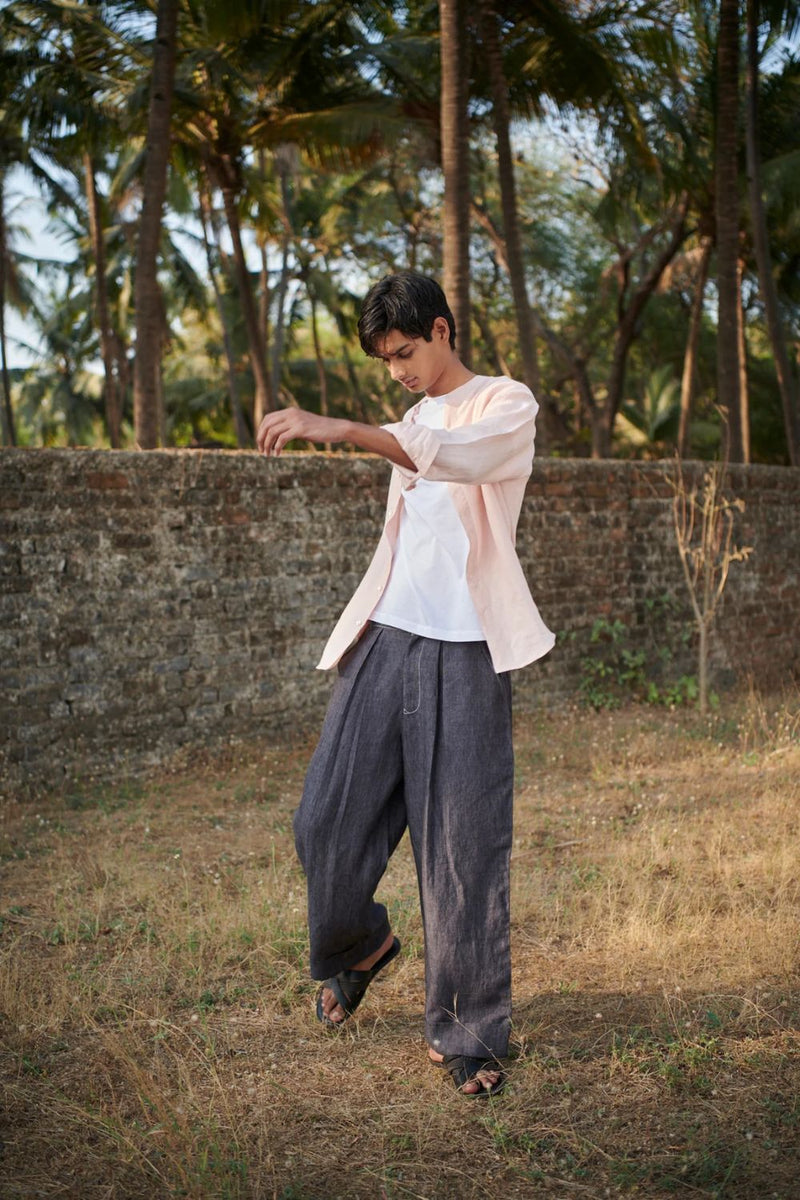 Graphite Linen Denim Men's Baggy Pants linen by Saphed Men for men Worldwide