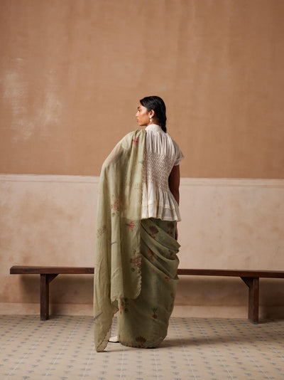 Smocked Saree-Fern