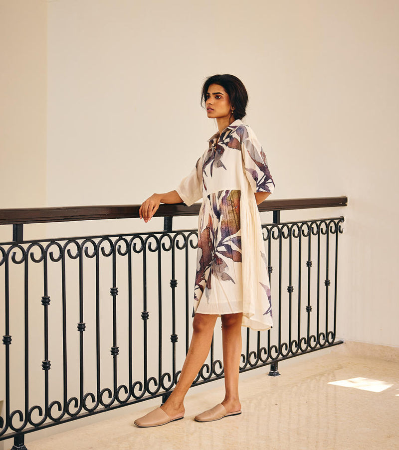 Scattered Thoughts Dress cotton by Khara Kapas in white for women Worldwide