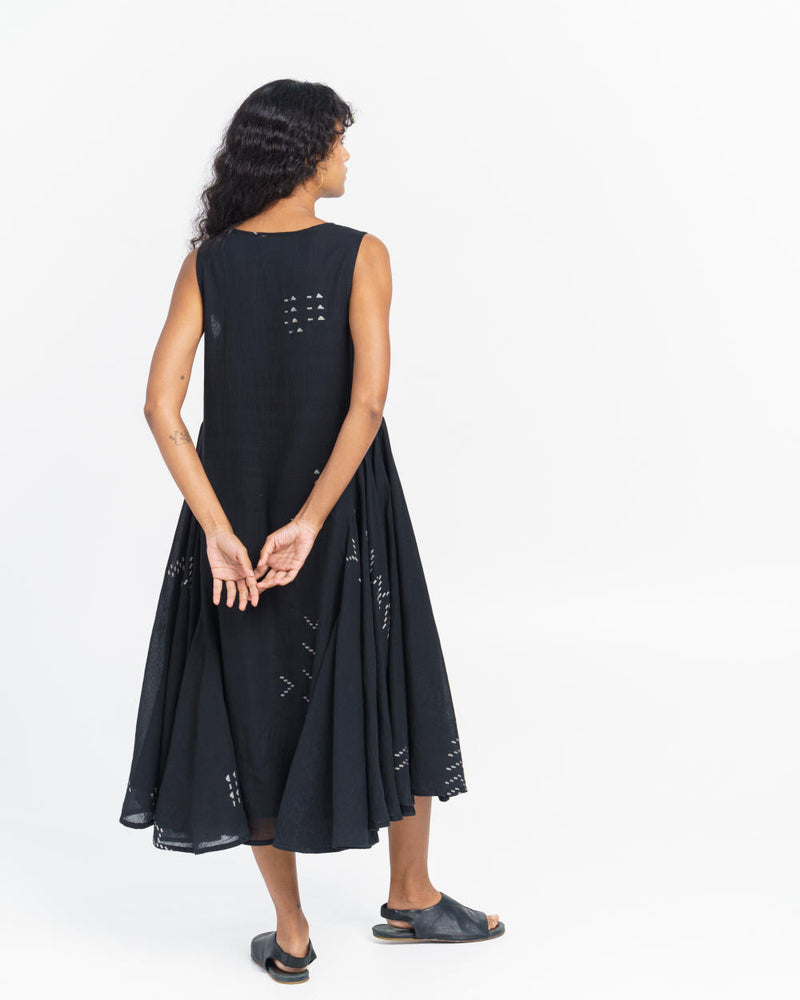 Scoop-neck gathered midi dress Dress by World of Crow in black color for women Worldwide