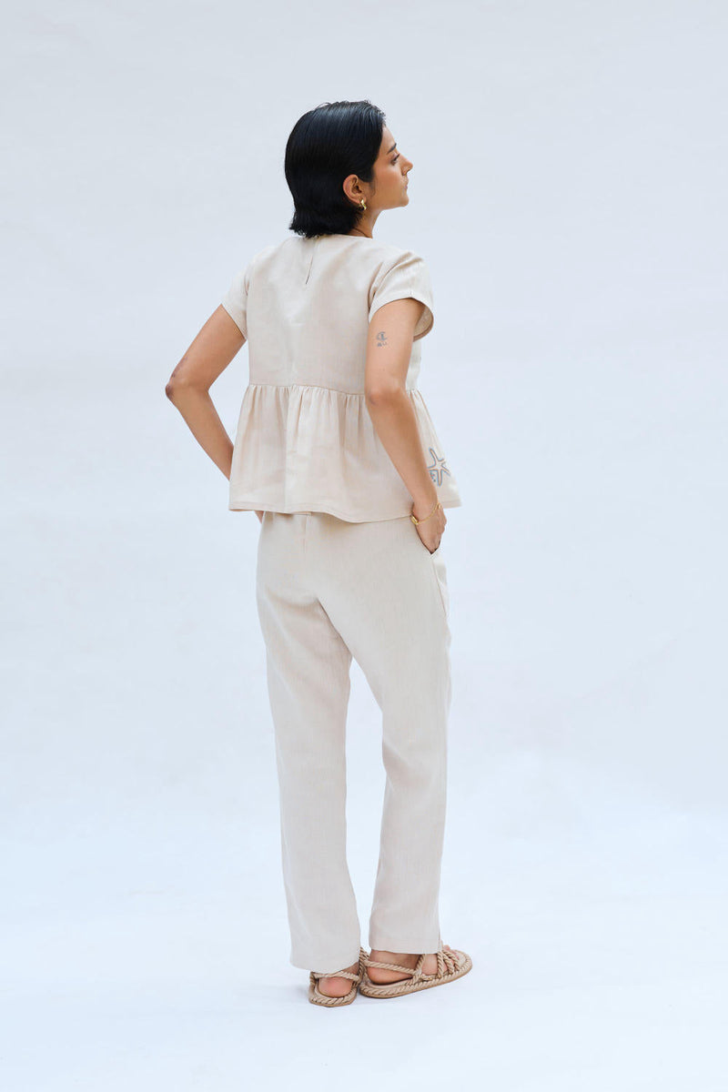 Sea Soul Linen Top by SUI in white color for women Worldwide