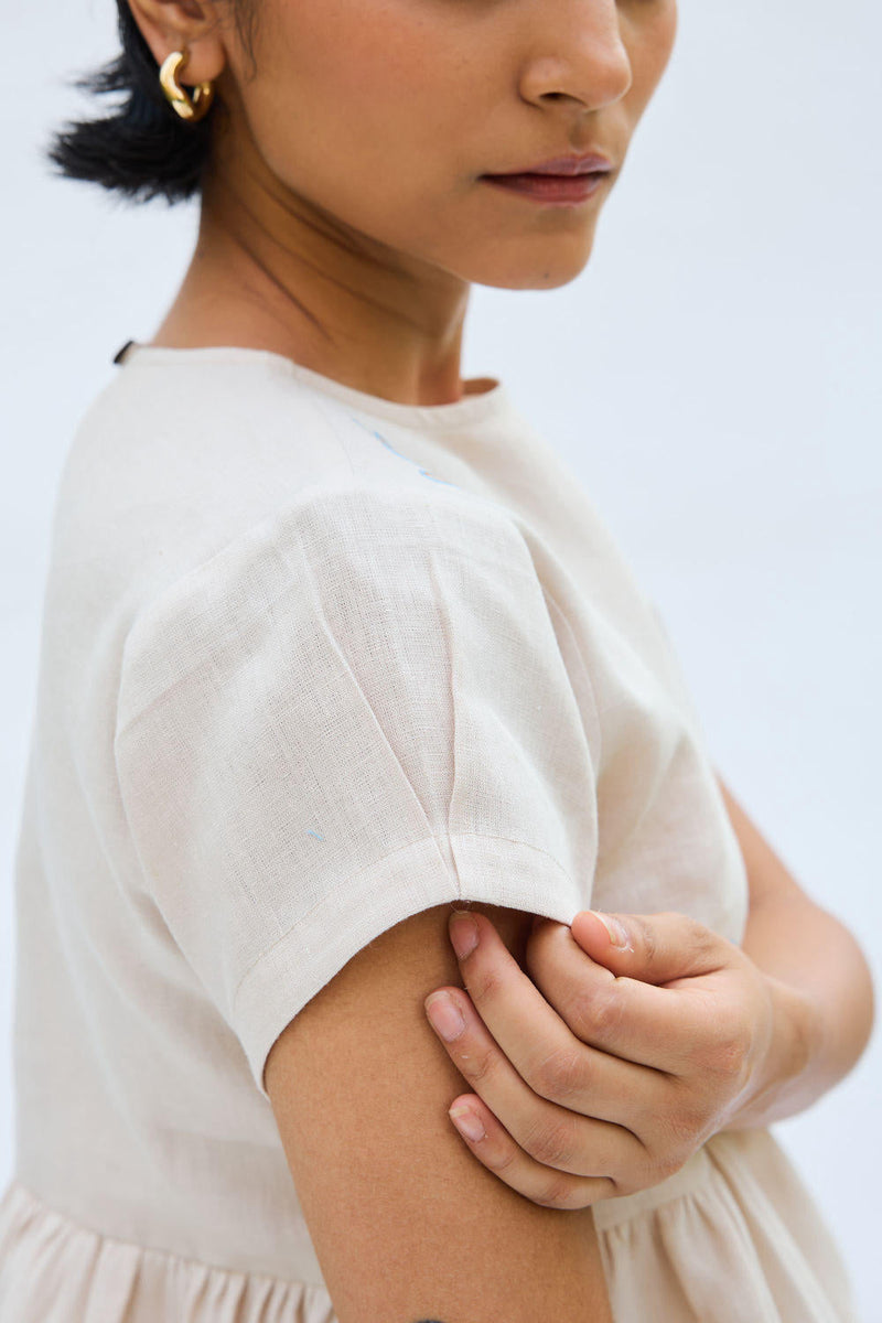 Sea Soul Linen Top by SUI in white color for women Worldwide