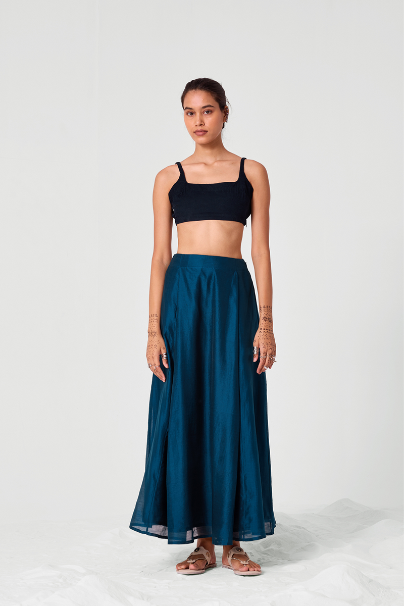 Sen Teal Handwoven Maxi Skirt