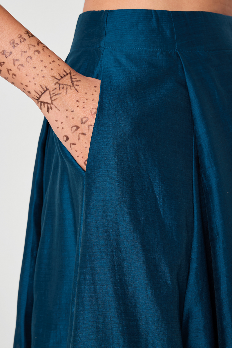 Sen Teal Handwoven Maxi Skirt