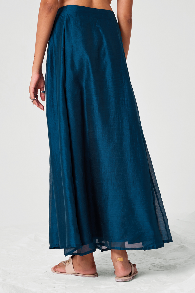 Sen Teal Handwoven Maxi Skirt