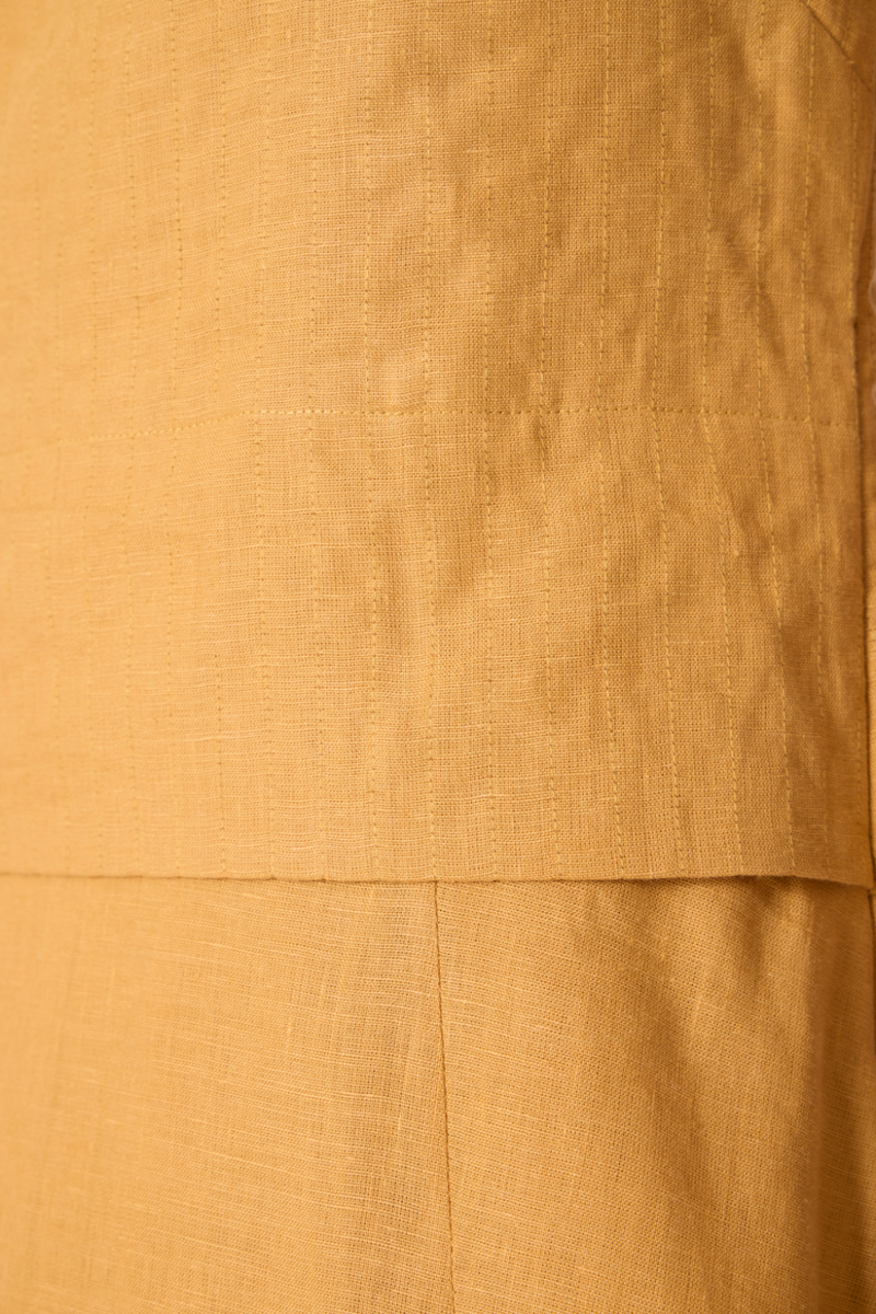 Senaka Yellow Linen Panelled Dress all linen by The Summer House in yellow color for women Worldwide