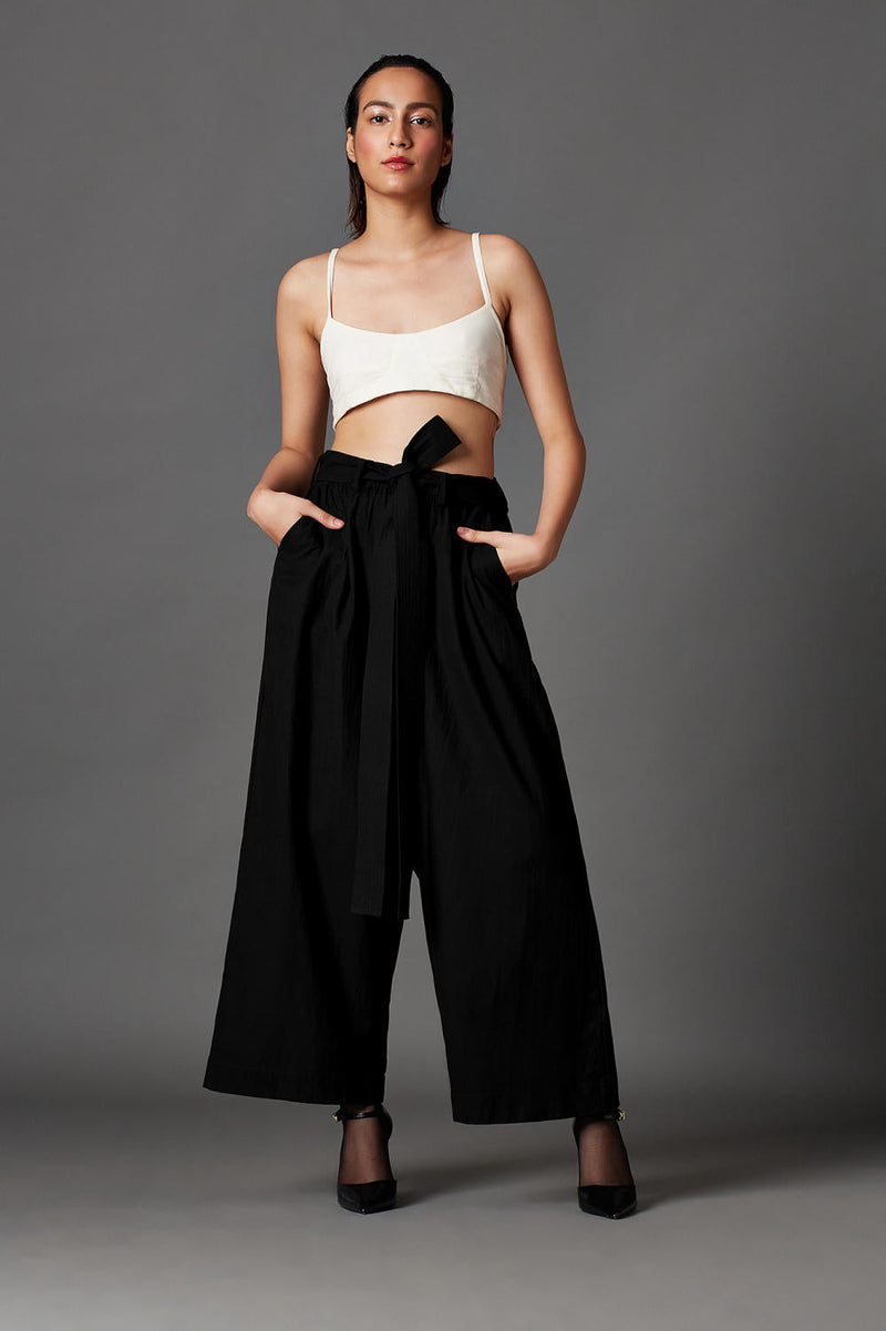 Serey Trousers-Black cotton by Chola in black color for women Worldwide
