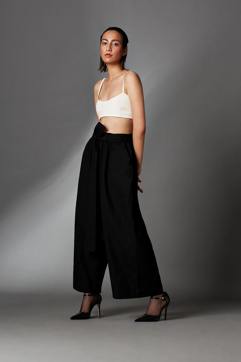 Serey Trousers-Black cotton by Chola in black color for women Worldwide