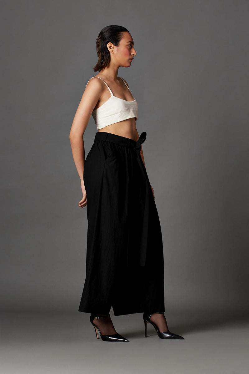 Serey Trousers-Black cotton by Chola in black color for women Worldwide