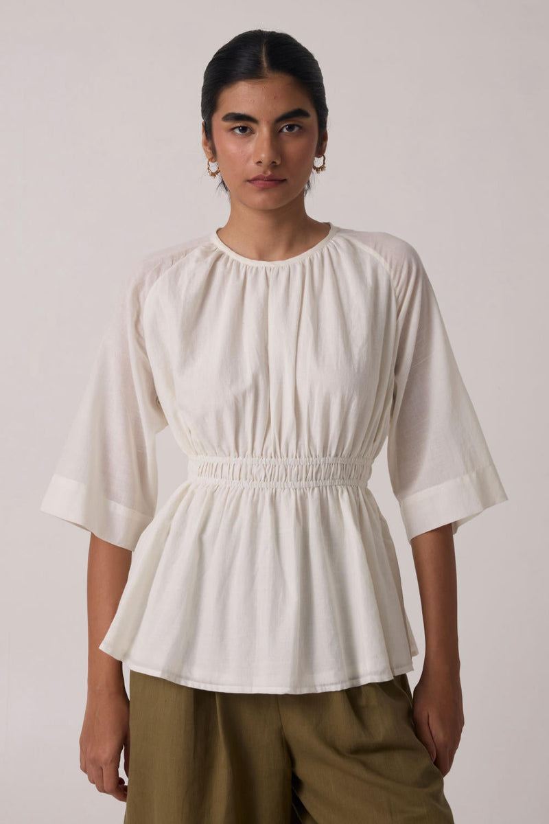 Sergio Off White Cotton Top cotton by The Summer House in white color for women Worldwide