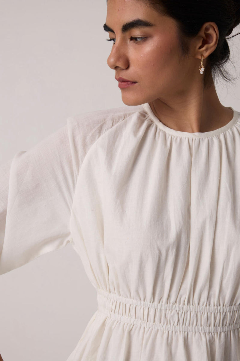 Sergio Off White Cotton Top cotton by The Summer House in white color for women Worldwide
