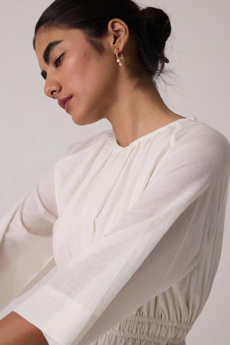 Sergio Off White Cotton Top cotton by The Summer House in white color for women Worldwide
