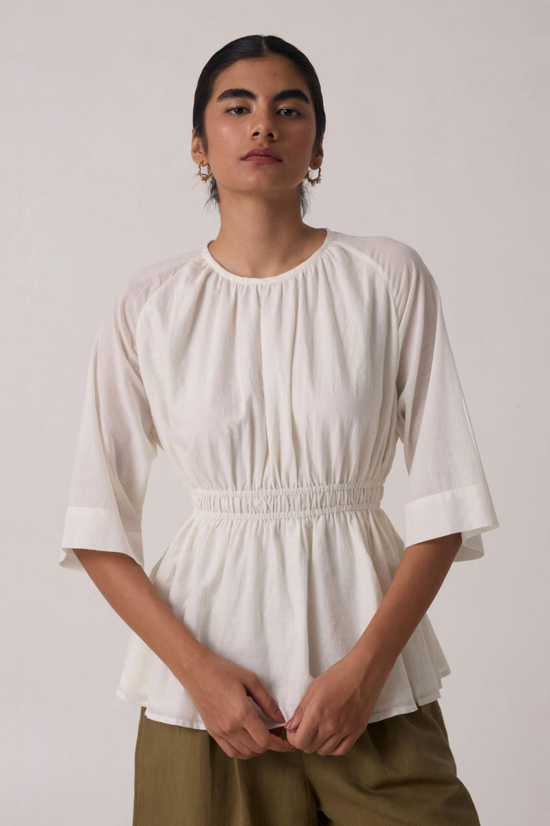 Sergio Off White Cotton Top cotton by The Summer House in white color for women Worldwide