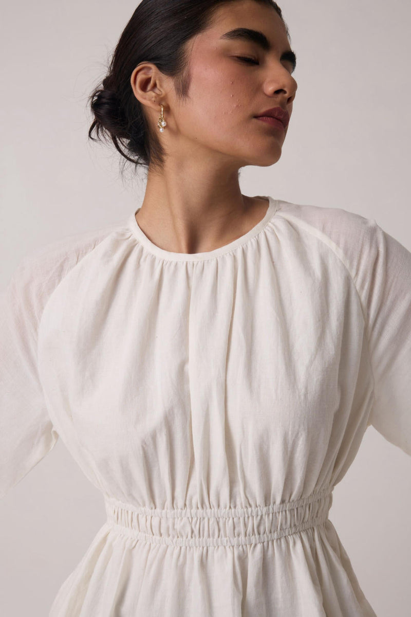 Sergio Off White Cotton Top cotton by The Summer House in white color for women Worldwide