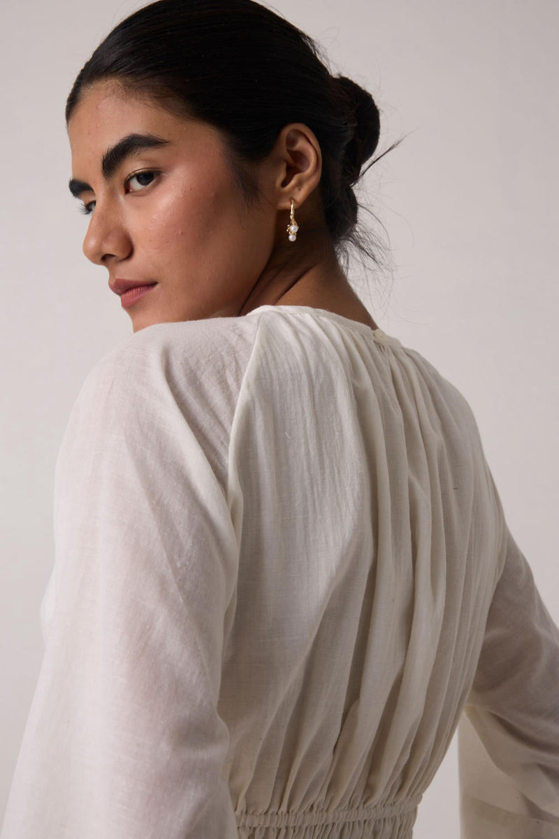Sergio Off White Cotton Top cotton by The Summer House in white color for women Worldwide